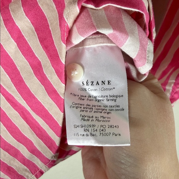 Sezane Max Shirt Pink Ecru & Norberto Short Stripe Set Short - Picture 7 of 12